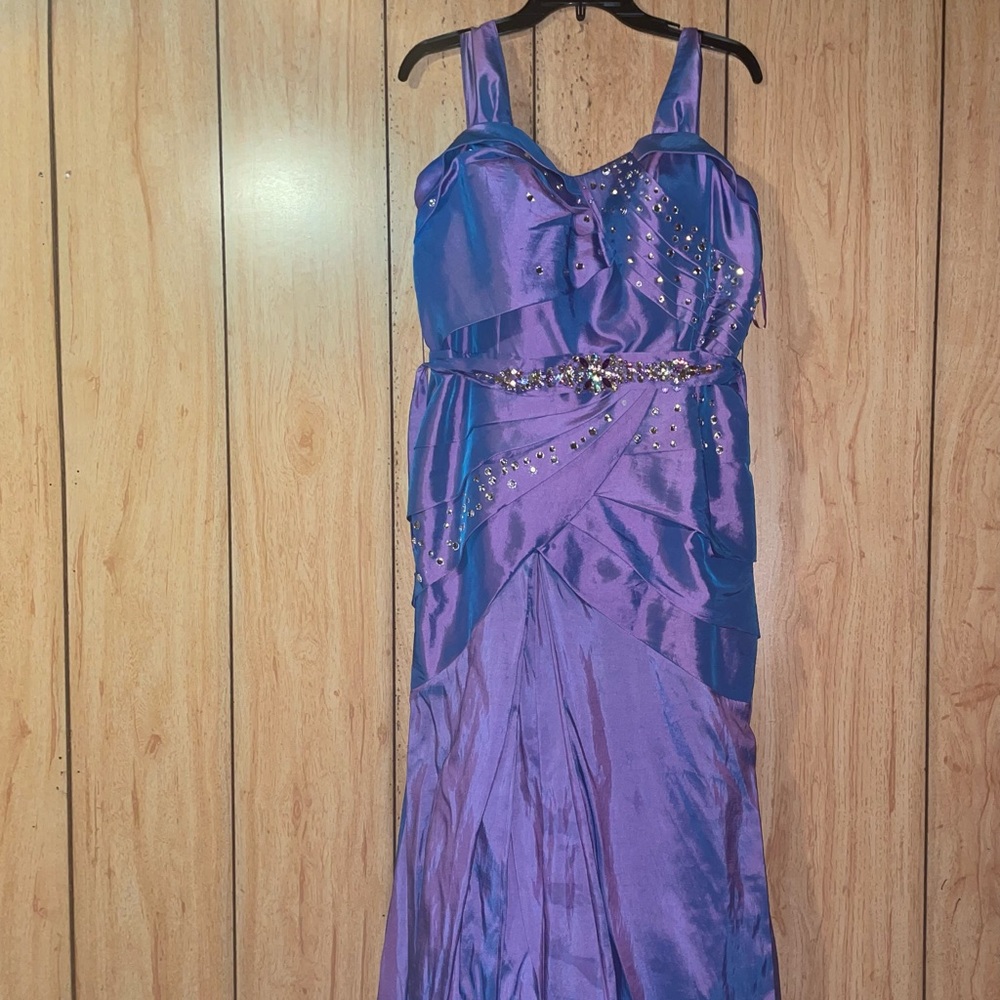 Purple holographic formal dress